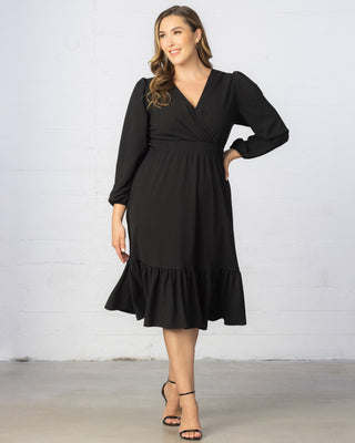 Portia Long Sleeve Dress in Black Noir