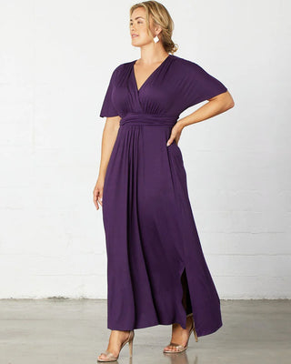 Kiyonna Women's Plus Size Vienna Kimono Sleeve Long Maxi Dress - Plum Passion Kiyonna Women's Plus Size Vienna Kimono Sleeve Long Maxi Dress - Plum Passion