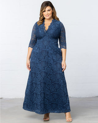 Maria Lace Evening Gown in Nouveau Navy
