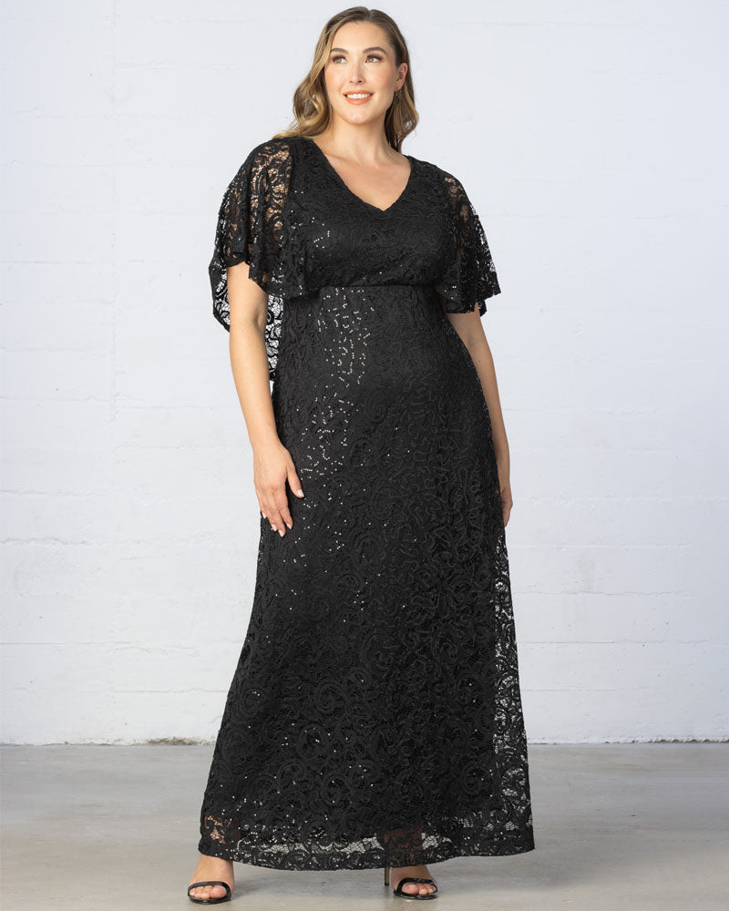 Kiyonna Womens Plus Size Celestial Cape Sleeve Gown Kiyonna Womens Plus Size Celestial Cape Sleeve Gown