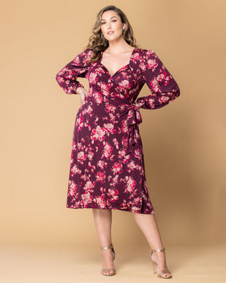 Socialite Sweetheart Wrap Dress  in Shimmering Sangria Blooms