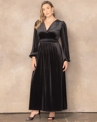 Vivienne Velvet Evening Gown in Onyx