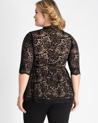 Linden Lace Top - Sale! in Black and Nude