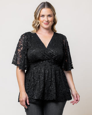 Stardust Sequin Lace Top - Sale! in Onyx