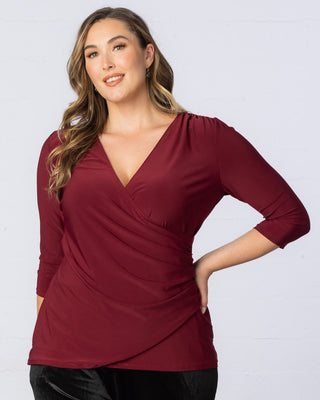 Femme Fatale Faux Wrap Top in Burgundy