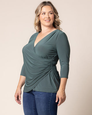 Femme Fatale Faux Wrap Top in Fern Green