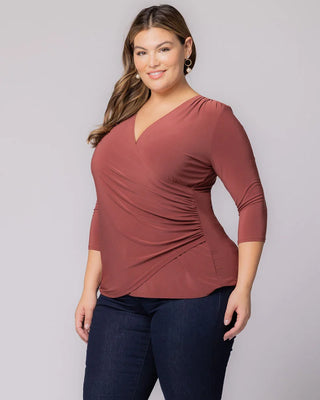 Femme Fatale Faux Wrap Top - Sale! in Marsala