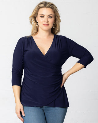 Femme Fatale Faux Wrap Top in Nouveau Navy