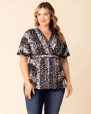 Encore Print Top in Nightshade Floral Falls