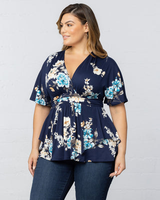 Encore Print Top in Navy Floral Print