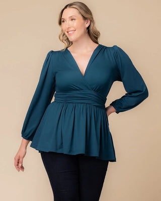 Leah Long Sleeve Tunic Top in Deep Teal