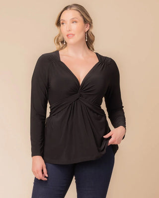 Abigail Long Sleeve Twist Top in Black