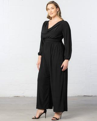 Natalia Cowl Neck Jumpsuit in Black Noir