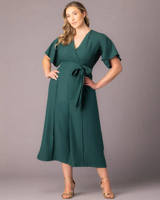 Evelyn Cropped Wide Leg Jumpsuit in Hunter Green