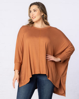 Long Sleeved Hi-Lo Cape Tunic Top 