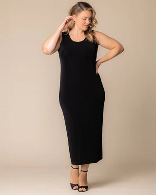 Classic Silky Sleeveless Maxi Tank Dress by Vikki Vi in Black