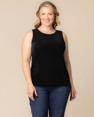 Classic Silky Sleeveless Tank Top by Vikki Vi in Black