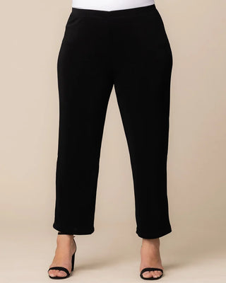 Classic Petite Pull-On Straight Leg Pants by Vikki Vi in Black