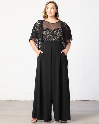 Alluring Sequins Formal Jumpsuit in Black Nude