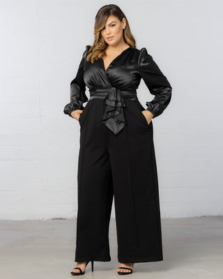 Refined Satin Jumpsuit in Onyx