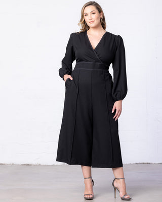 Tessa Cropped Jumpsuit in Black Noir