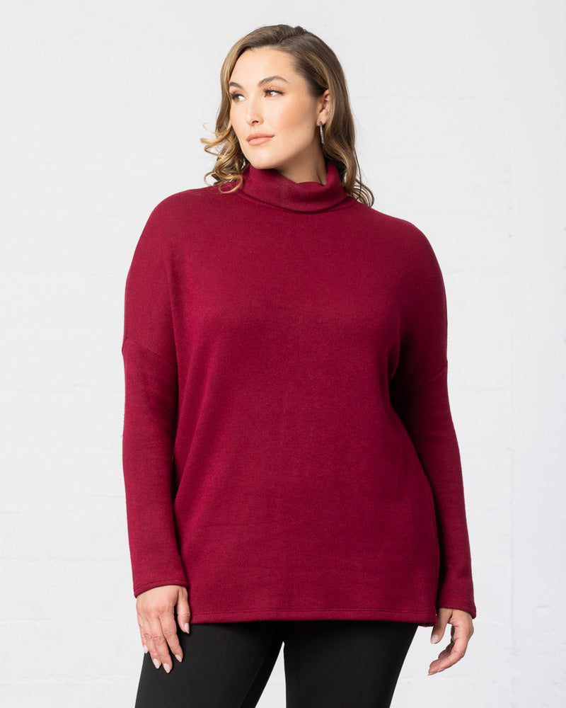 Womens Plus Size Paris Turtleneck Tunic Sweater - Kiyonna