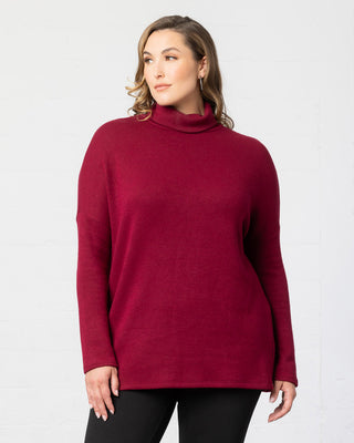 Paris Turtleneck Tunic Sweater in Burgundy