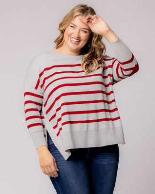 Wear Your Heart on Your Sleeve Sweater in Red Hot Stripes