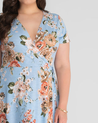 Harper Party Dress in Sky Blue Florals