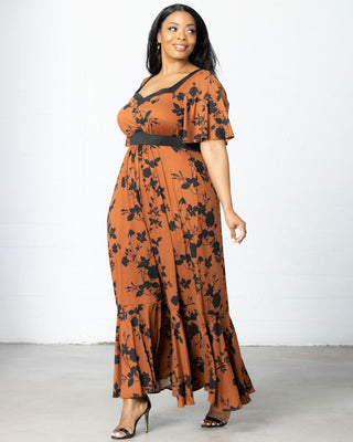 Icon Maxi Dress  in Auburn Floral Impressions