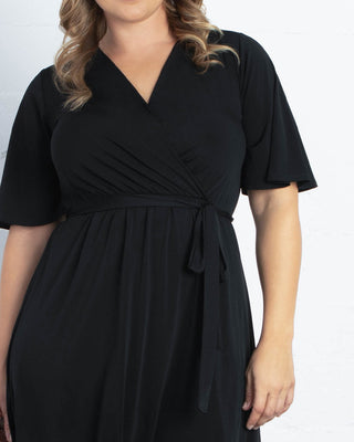 Melody Faux Wrap Dress  in Black