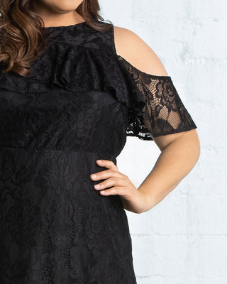 Riviera Lace Evening Gown  in Black Noir