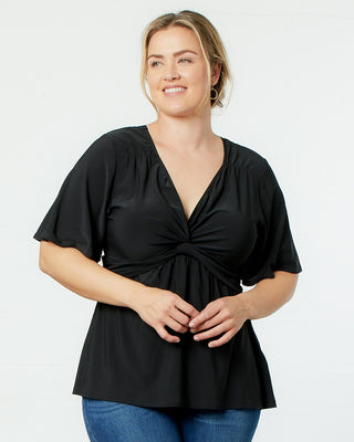 Abby Twist Front Top in Black