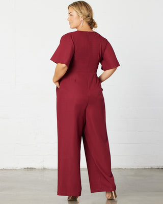 Charisma Crepe Jumpsuit  in Burgundy