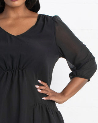 Cheryl Chiffon Tunic Top in Black Noir