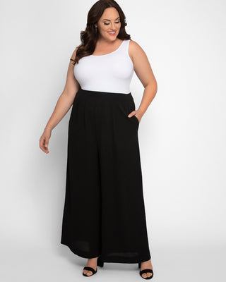 Coraline Crepe Palazzo Pants  in Black Noir