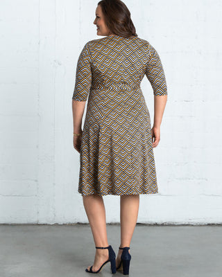 Essential Wrap Dress  in Golden Geometric Print