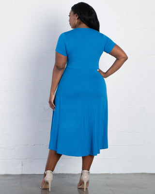 Farrah Faux Wrap Dress  in Imperial Blue