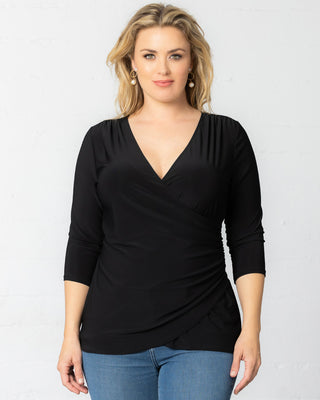 Femme Fatale Faux Wrap Top in Black