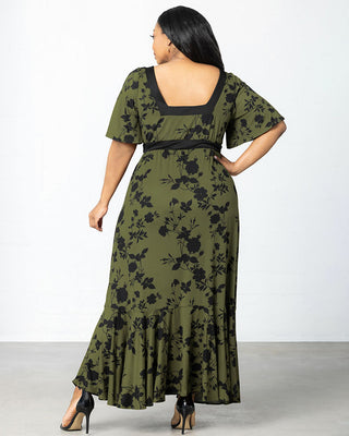 Icon Maxi Dress  in Olive Floral Impressions