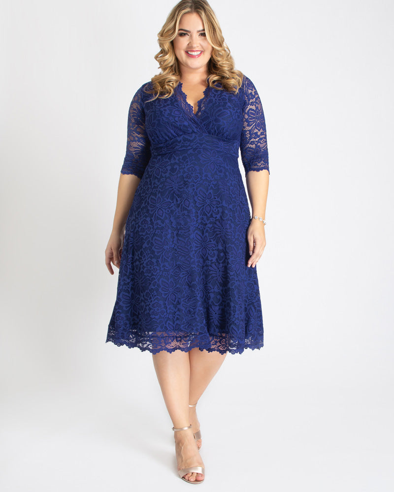 Mademoiselle Lace Cocktail Dress - Plus Sapphire / 1X Mademoiselle Lace Cocktail Dress - Plus Sapphire / 1X