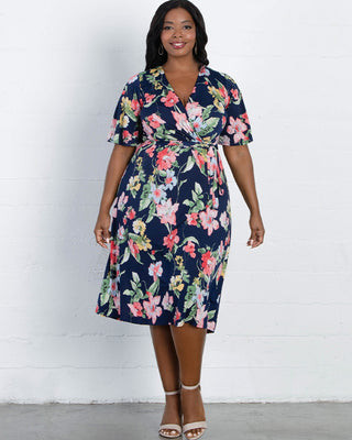 Melody Faux Wrap Dress  in Watercolor Blooms