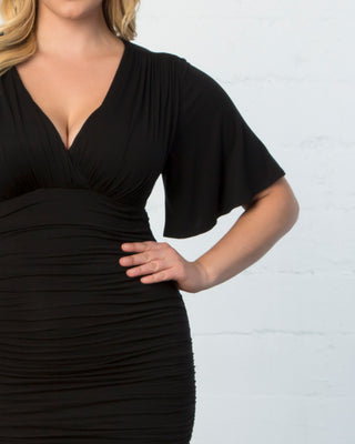 Rumor Ruched Dress in Black Noir
