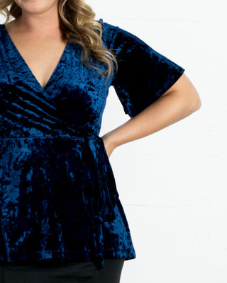 Velvet Vixen Wrap Top in Sapphire