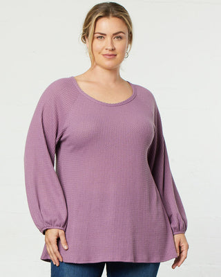 Whimsical Waffle Soft Knit Top  in Dusty Lilac