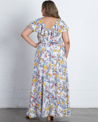 Willow Maxi Dress  in White Tropical Blooms