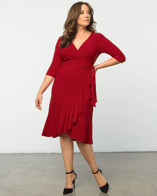 Whimsy Wrap Dress in Tomato Red