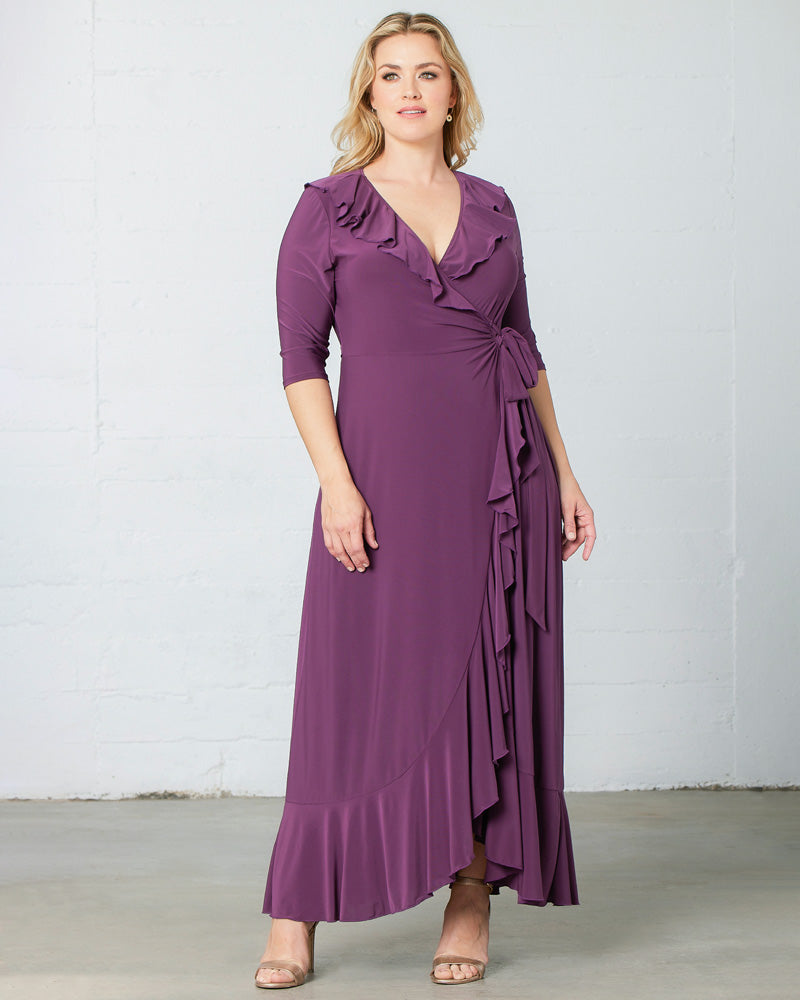 Plus Size Maxi Dresses | Kiyonna Plus Size Maxi Wrap Dress