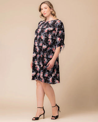 Manhattan A-Line Shift Dress in Black Floral Print
