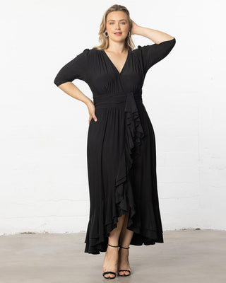 Veronica Ruffled Evening Gown in Onyx